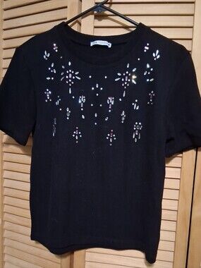 Black SweaterTop With Gems From ZARA